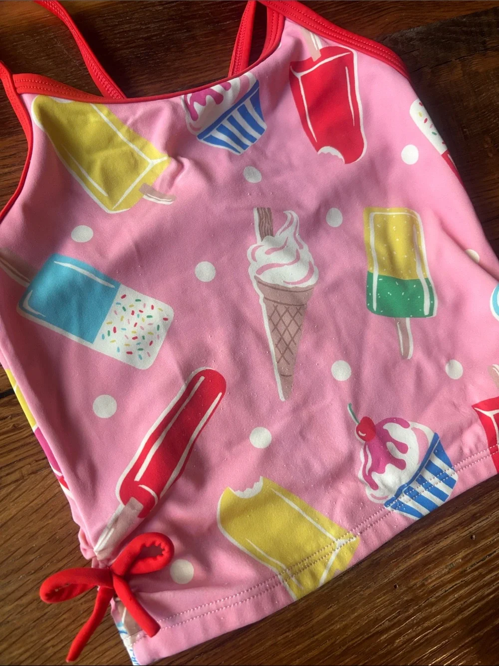 Mini Boden Girls Pink Ice Cream & Popsicle Print swim Top size 4-5Y